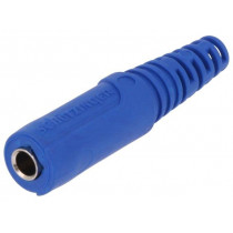 KU 09 L NI/BL; Socket; 4mm banana; 32A; 70VDC; blue; nickel plated; on cable; SCHÜTZINGER