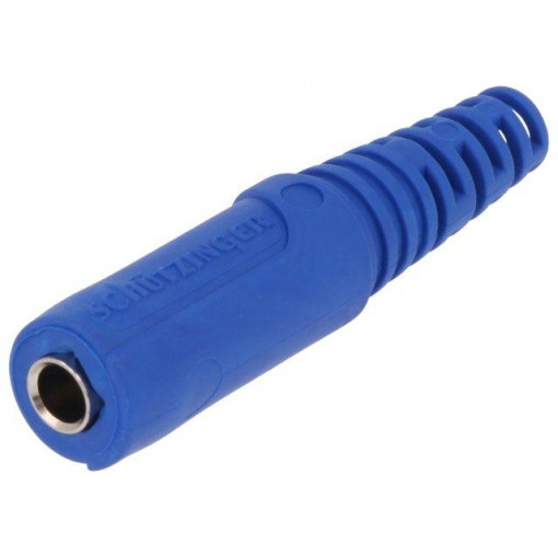KU 09 L NI/BL; Socket; 4mm banana; 32A; 70VDC; blue; nickel plated; on cable; SCHÜTZINGER