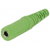 KU 09 L NI/GN; Socket; 4mm banana; 32A; 70VDC; green; nickel plated; on cable; SCHÜTZINGER