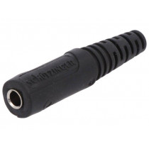 KU 92 L NI/SW; Socket; 4mm banana; 10A; 70VDC; black; nickel plated; on cable; SCHÜTZINGER