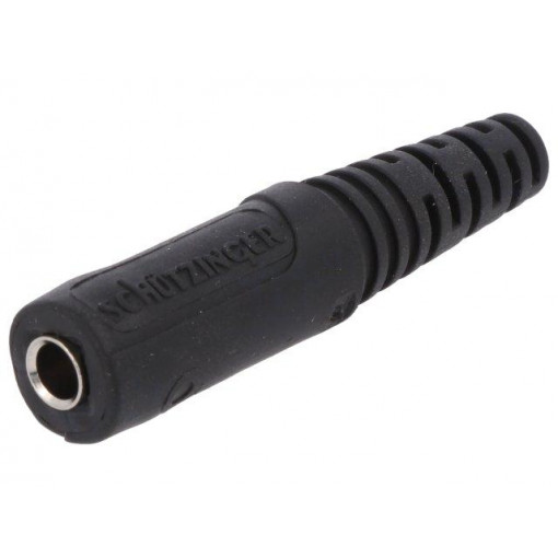 KU 92 L NI/SW; Socket; 4mm banana; 10A; 70VDC; black; nickel plated; on cable; SCHÜTZINGER