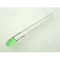 L-934GD-12V; LED; 3mm; green; 8÷20mcd; 60°; Front: convex; Pitch: 2.54mm; KINGBRIGHT ELECTRONIC