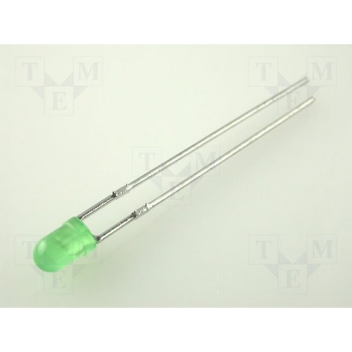 L-934GD-12V; LED; 3mm; green; 8÷20mcd; 60°; Front: convex; Pitch: 2.54mm; KINGBRIGHT ELECTRONIC