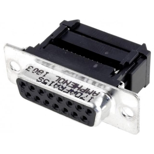 L17DAFRA15S; D-Sub; PIN: 15; plug; female; for ribbon cable; IDC; 5A; 250V; 20mΩ; AMPHENOL