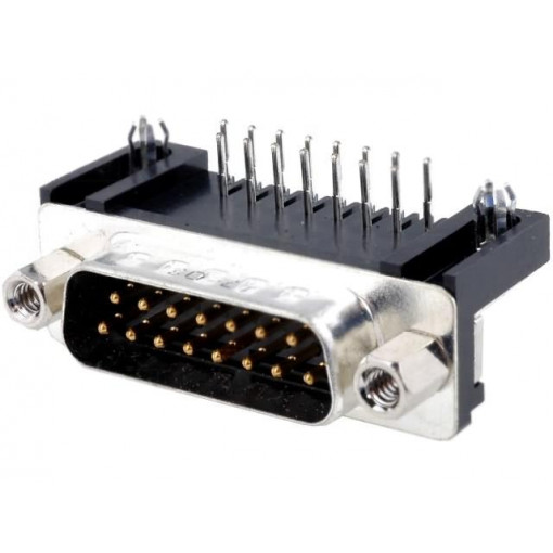 L717SDA15P1ACH4F; D-Sub; PIN: 15; socket; male; angled 90°; THT; Contacts: brass; 5A; AMPHENOL