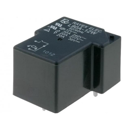 L90A-12W; Relay: electromagnetic; SPST-NO; Ucoil: 12VDC; 30A; Series: L90; Recoy/RAYEX ELECTRONICS L90A-12W; Relay: electromagnetic; SPST-NO; Ucoil: 12VDC; 30A; Series: L90; Recoy/RAYEX ELECTRONICS