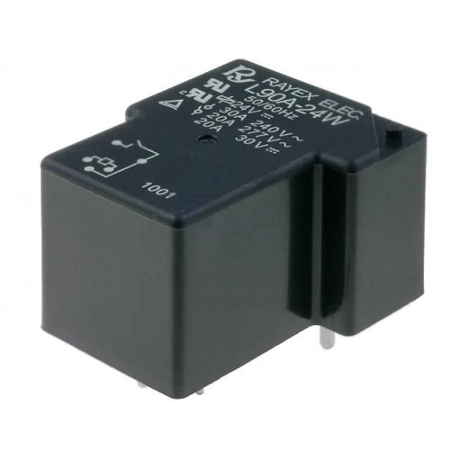 L90A-24W; Relay: electromagnetic; SPST-NO; Ucoil: 24VDC; 30A; Series: L90; Recoy/RAYEX ELECTRONICS L90A-24W; Relay: electromagnetic; SPST-NO; Ucoil: 24VDC; 30A; Series: L90; Recoy/RAYEX ELECTRONICS