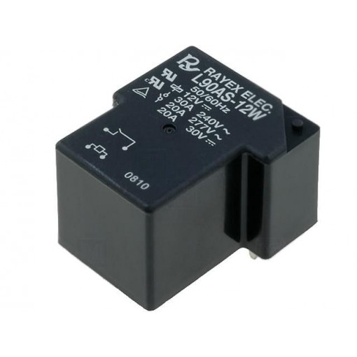 L90AS-12W; Relay: electromagnetic; SPST-NO; Ucoil: 12VDC; 30A; Series: L90; Recoy/RAYEX ELECTRONICS L90AS-12W; Relay: electromagnetic; SPST-NO; Ucoil: 12VDC; 30A; Series: L90; Recoy/RAYEX ELECTRONICS