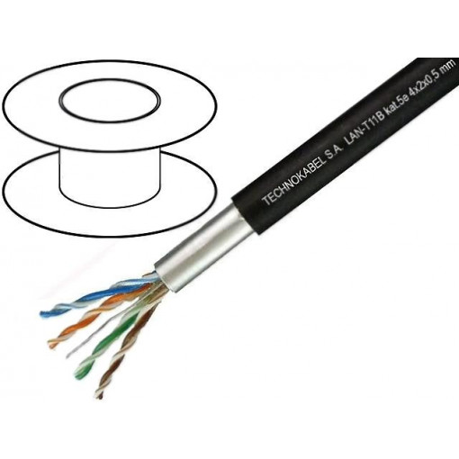 LAN-T11B; Wire; F/UTP; 5e; for direct burial,outdoor; solid; Cu; 4x2x24AWG; TECHNOKABEL