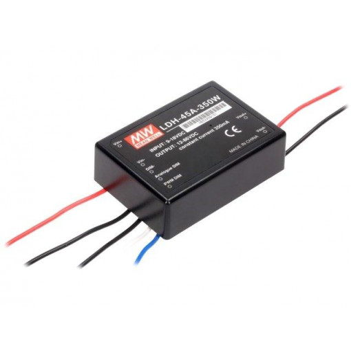 LDH-45A-350W; Converter: DC/DC; 30W; Uin: 9÷18V; Uout: 12÷86VDC; Iin: 2.8A; 138g; MEAN WELL