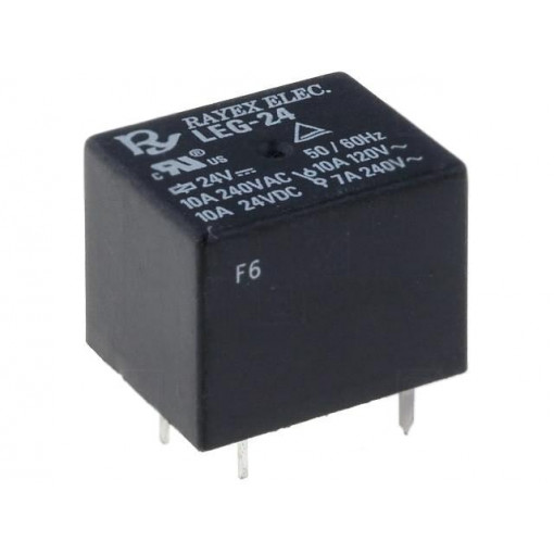 LEG-24; Relay: electromagnetic; SPDT; Ucoil: 24VDC; 10A/120VAC; 10A/24VDC; Recoy/RAYEX ELECTRONICS LEG-24; Relay: electromagnetic; SPDT; Ucoil: 24VDC; 10A/120VAC; 10A/24VDC; Recoy/RAYEX ELECTRONICS