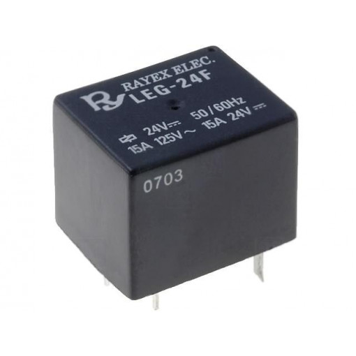 LEG-24F; Relay: electromagnetic; SPDT; Ucoil: 24VDC; 15A/120VAC; 15A/24VDC; Recoy/RAYEX ELECTRONICS LEG-24F; Relay: electromagnetic; SPDT; Ucoil: 24VDC; 15A/120VAC; 15A/24VDC; Recoy/RAYEX ELECTRONICS