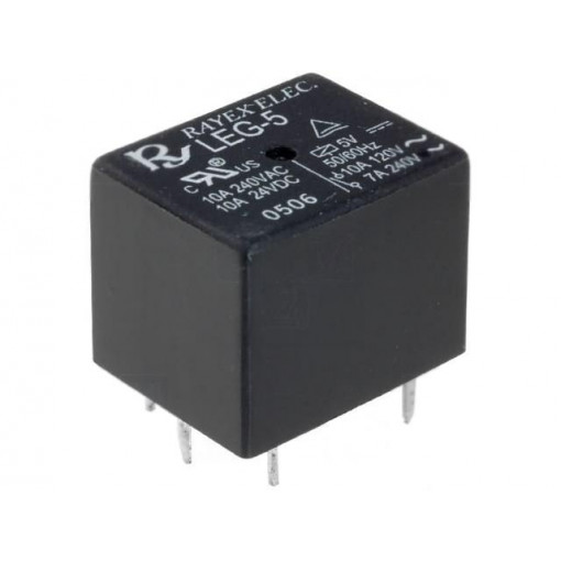 LEG-5; Relay: electromagnetic; SPDT; Ucoil: 5VDC; 10A/120VAC; 10A/24VDC; Recoy/RAYEX ELECTRONICS LEG-5; Relay: electromagnetic; SPDT; Ucoil: 5VDC; 10A/120VAC; 10A/24VDC; Recoy/RAYEX ELECTRONICS
