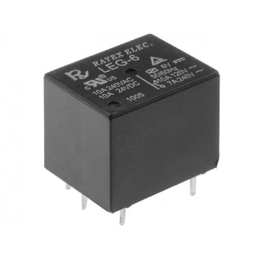 LEG-6; Relay: electromagnetic; SPDT; Ucoil: 6VDC; 10A/120VAC; 10A/24VDC; Recoy/RAYEX ELECTRONICS