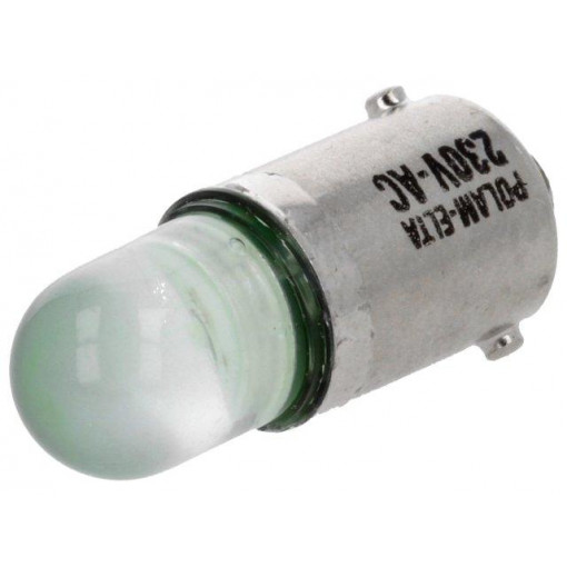 LG-BA9S-230AC; LED lamp; green; BA9S; 230VAC; POLAM-ELTA