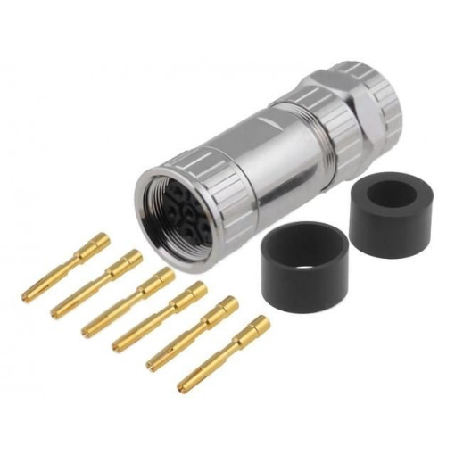 LJ23-06DFFC-SL7001; Connector: M23; plug; PIN: 6; female; crimped; for cable; straight; AMPHENOL