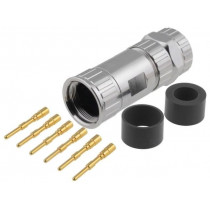LJ23-06DFMC-SL7001; Connector: M23; plug; PIN: 6; male; crimped; for cable; straight; 28A; AMPHENOL
