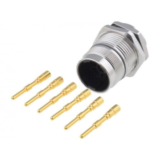 LJ23-06PMMC-SF7001; Connector: M23; socket; PIN: 6; male; crimped; 28A; shielded; IP67; AMPHENOL