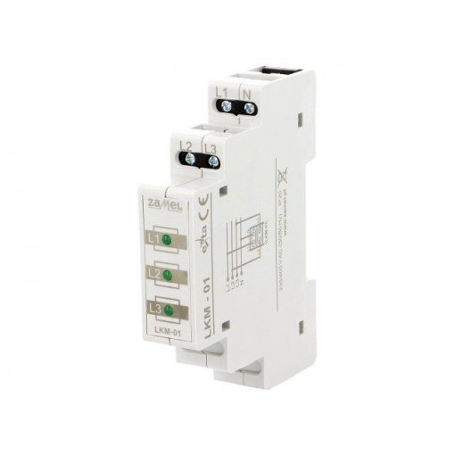 LKM-01-20; Module: voltage indicator; 3x400VAC; IP20; DIN; 90x17.5x66mm; ZAMEL