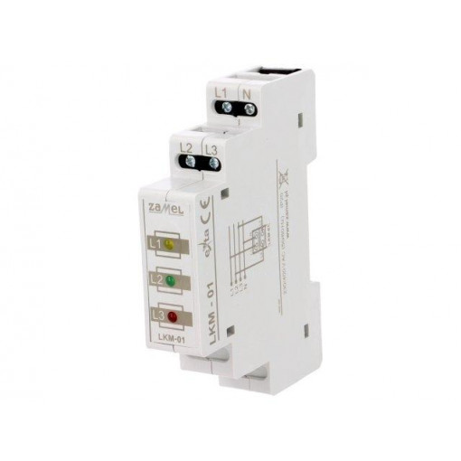 LKM-01-40; Module: voltage indicator; 3x400VAC; IP20; DIN; 90x17.5x66mm; ZAMEL