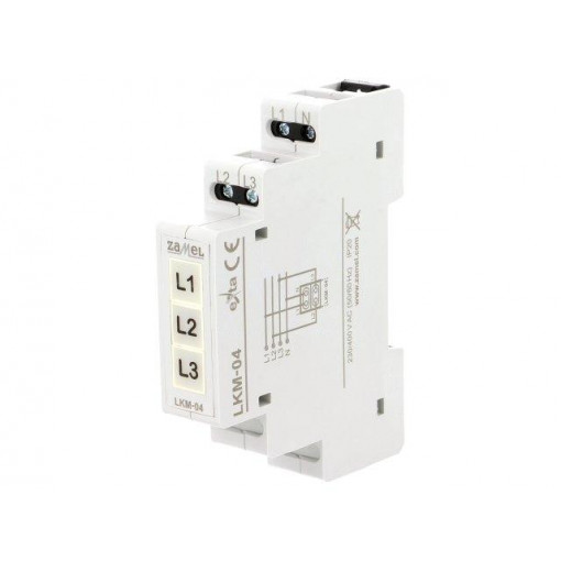LKM-04-40; Module: voltage indicator; 3x230VAC; IP20; DIN; 90x17.5x66mm; ZAMEL