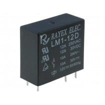 LM1-12D; Relay: electromagnetic; SPDT; Ucoil: 12VDC; 12A/250VAC; 12A/30VDC; Recoy/RAYEX ELECTRONICS