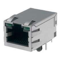 LMJ2018811130DL3T1LFG; Socket; RJ45; PIN: 8; shielded,with LED; Layout: 8p8c; THT; AMPHENOL