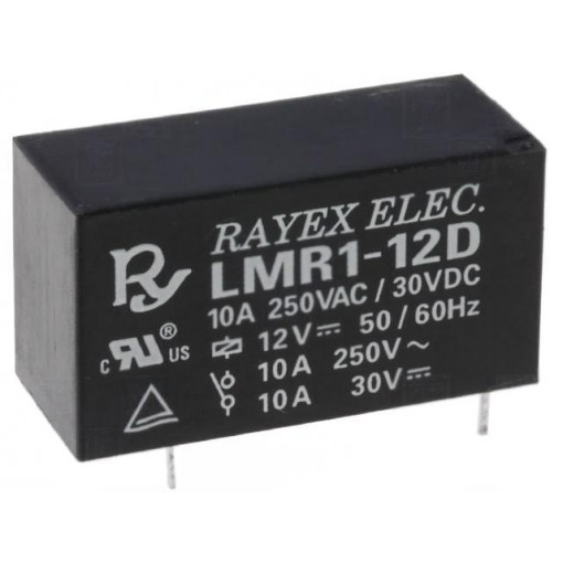 LMR1-12D; Relay: electromagnetic; SPDT; Ucoil: 12VDC; 12A/250VAC; 12A/30VDC; Recoy/RAYEX ELECTRONICS
