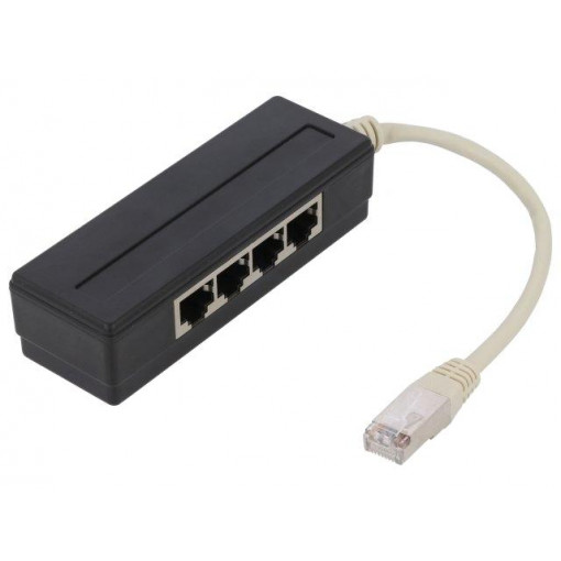 MP0032; Splitter; splitter; RJ45 plug,RJ45 socket x4; Colour: black; LOGILINK