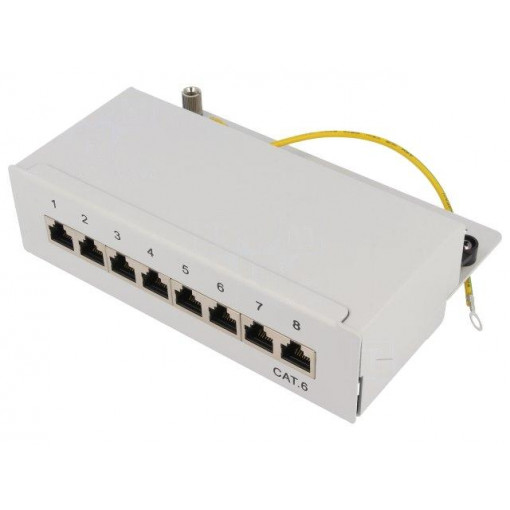 NP0016A; Patch panel; RJ45; Cat: 6; Colour: grey; IDC; Number of ports: 8; LOGILINK