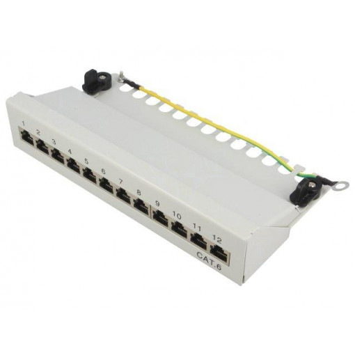 NP0017A; Patch panel; RJ45; Cat: 6; Colour: grey; Number of ports: 12; LOGILINK