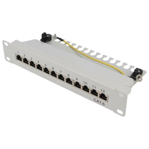 NP0041; Patch panel; RJ45; Cat: 6; RACK; Colour: grey; Number of ports: 12; LOGILINK