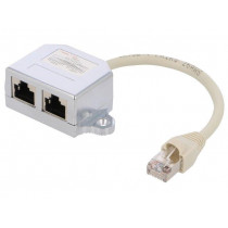 NP0042; Plug/socket; splitter; Layout: 8p8c; RJ45 socket x2,RJ45 plug; LOGILINK