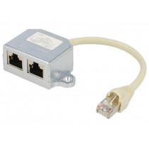 NP0045; Plug/socket; splitter; Layout: 8p8c; RJ45 socket x2,RJ45 plug; LOGILINK