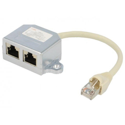 NP0045; Plug/socket; splitter; Layout: 8p8c; RJ45 socket x2,RJ45 plug; LOGILINK