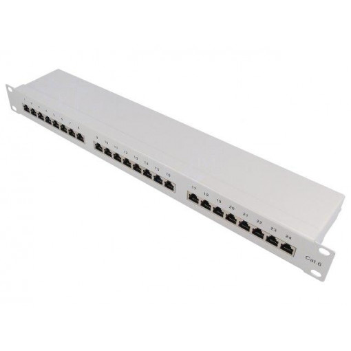 NP0053; Patch panel; RJ45; Cat: 6; RACK; Colour: grey; Number of ports: 24; LOGILINK