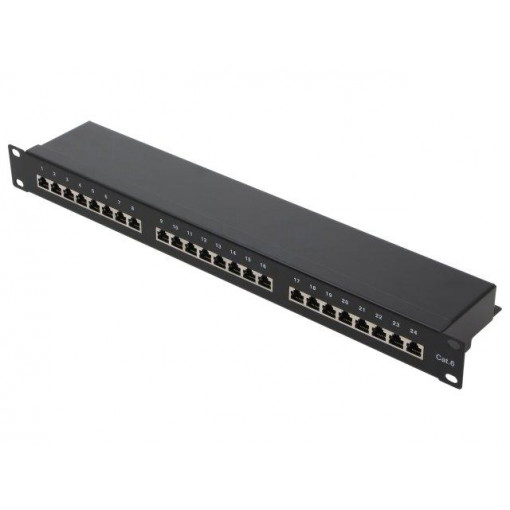 NP0055; Patch panel; RJ45; Cat: 6; RACK; Colour: black; Number of ports: 24; LOGILINK