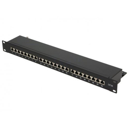 NP0061; Patch panel; RJ45; Cat: 6a; RACK; Colour: black; Number of ports: 24; LOGILINK