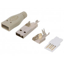 UP0001; Plug; USB A; male; for cable; soldering; PIN: 4; straight; grey; LOGILINK