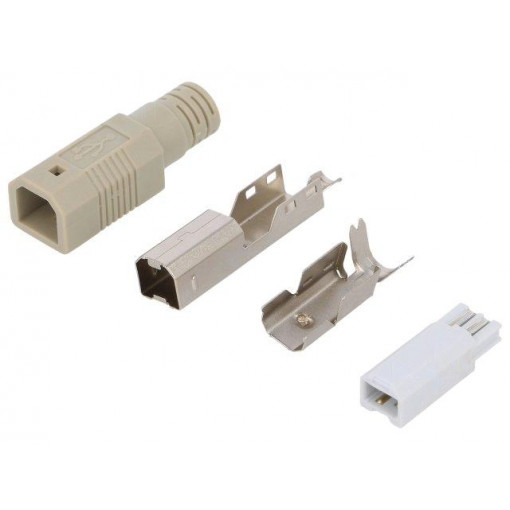 UP0002; Plug; USB B; male; for cable; soldering; PIN: 4; straight; grey; LOGILINK