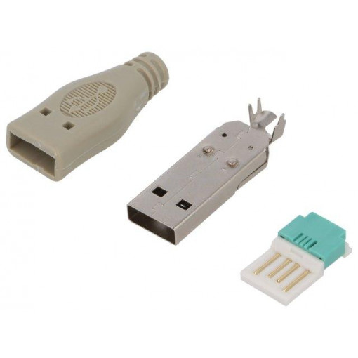 UP0003; Plug; USB A; male; for cable; without tools; PIN: 4; straight; grey; LOGILINK UP0003; Plug; USB A; male; for cable; without tools; PIN: 4; straight; grey; LOGILINK