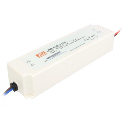 LPC-100-2100; Power supply: switched-mode; LED; 100.8W; 24÷48VDC; 2100mA; IP67; MEAN WELL