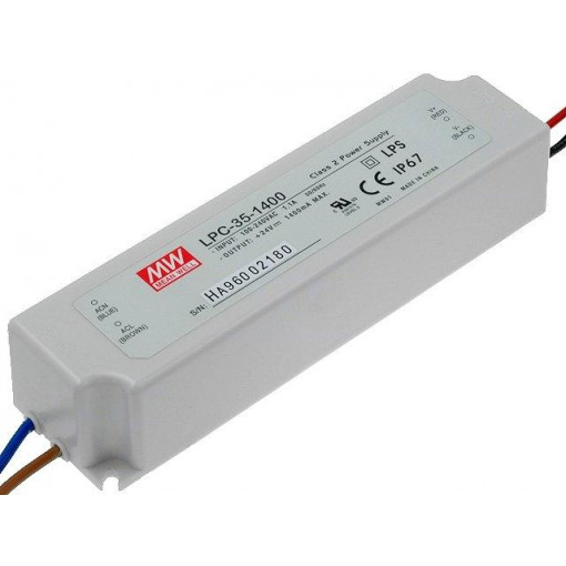 LPC-35-1400; Power supply: switched-mode; LED; 33.6W; 9÷24VDC; 1400mA; IP67; MEAN WELL LPC-35-1400; Power supply: switched-mode; LED; 33.6W; 9÷24VDC; 1400mA; IP67; MEAN WELL