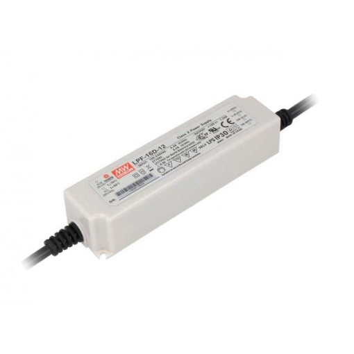 LPF-16D-12; Power supply: switched-mode; LED; 16.08W; 12VDC; 6.6÷12VDC; 1.34A; MEAN WELL