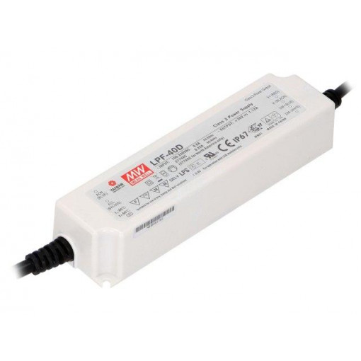 LPF-40D-12; Power supply: switched-mode; LED; 40.08W; 12VDC; 7.2÷12VDC; 3.34A; MEAN WELL