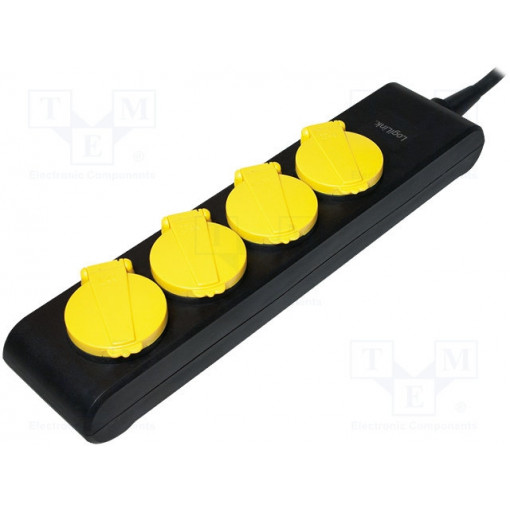 LPS212; Plug socket strip: protective; Sockets: 4; 230VAC; 16A; 1.4m; IP44; LOGILINK