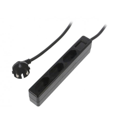 LPS229B; Plug socket strip: protective; Sockets: 3; 250VAC; 7.5A; 1.5m; IP20; LOGILINK