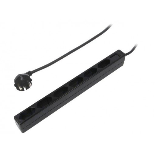 LPS231B; Plug socket strip: protective; Sockets: 6; 250VAC; 15A; 1.5m; IP20; LOGILINK