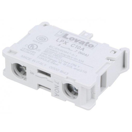 LPXC10A; Contact block; 22mm; Platinum; -25÷70°C; front; LOVATO ELECTRIC