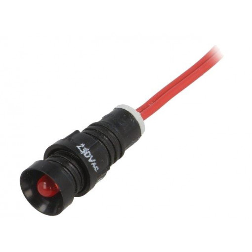 LR-D5B-230AC BLINKING; Indicator: LED; recessed; 230VAC; Cutout: Ø11mm; IP40; 300mm leads; POLAM-ELTA